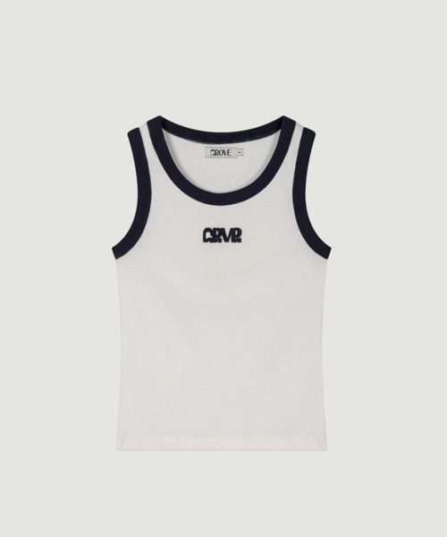 GRVRGROVE(グローブ)の「PAM SLEEVELESS(タンクトップ・レディース・ホワイト/ネイビー/ライトブルー・フリー)」の2枚目の写真