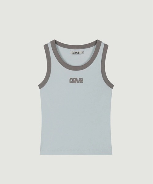 GRVRGROVE(グローブ)の「PAM SLEEVELESS(タンクトップ・レディース・ホワイト/ネイビー/ライトブルー・フリー)」の1枚目の写真