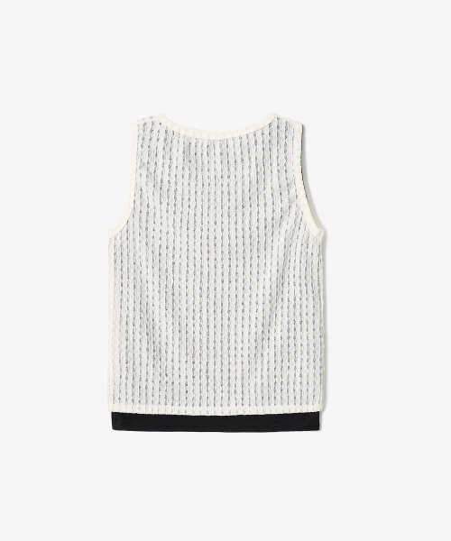 TRIP LE SENS(トリップ ル センス)の「クロシェレイヤードヘンリーネックスリーブレス_クリーム(Tシャツ/カットソー・メンズ・その他・LARGE/MEDIUM)」の4枚目の写真