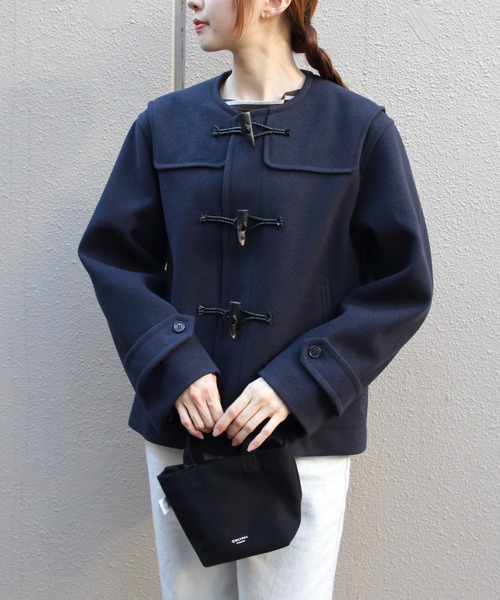 ORCIVAL(オーシバル)の「ORCIVAL/オーシバル メルトンショートダッフルコート MELTON SHORT DUFFLE COAT OR-A0846 PML(ダッフルコート・レディース・ネイビー/ダークブラウン・2)」の8枚目の写真