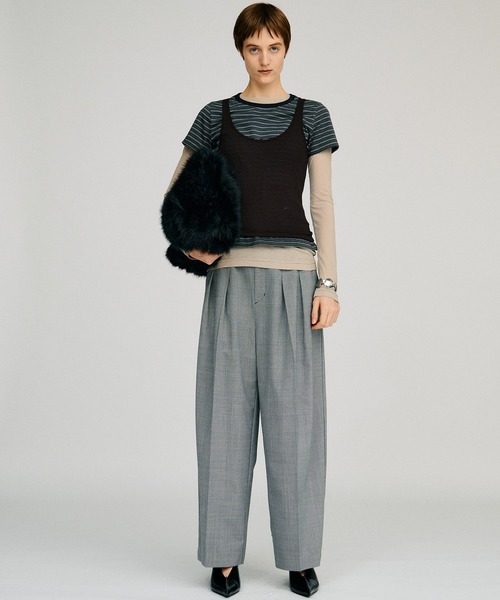 PRANK PROJECT（プランクプロジェクト）の「【2026Autumn Pre-Order】ピンチェックコクーンパンツ / Pin Check Cocoon Pants（スラックス・レディース・グレー・38/36）」の4枚目の写真