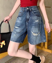 ダメージデニムハーフパンツ