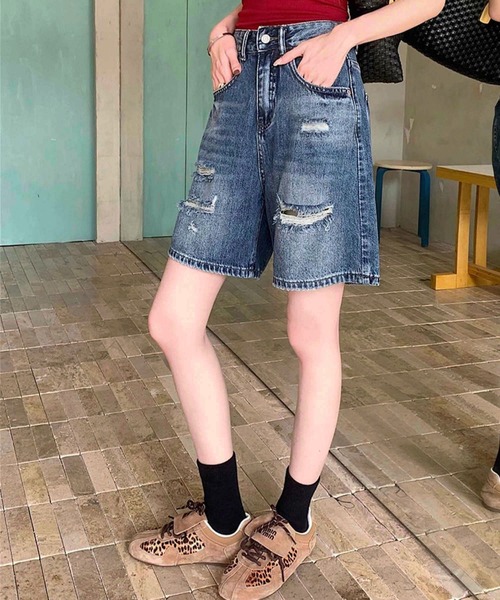 GLAMOROUS JANE（グラマラスジェーン）の「ダメージデニムハーフパンツ（デニムパンツ・レディース・インディゴブルー/ブルー・S/M/L）」の22枚目の写真