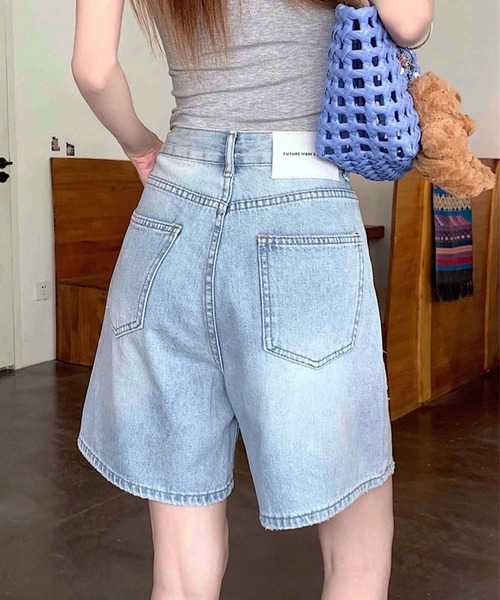 GLAMOROUS JANE（グラマラスジェーン）の「ダメージデニムハーフパンツ（デニムパンツ・レディース・インディゴブルー/ブルー・S/M/L）」の13枚目の写真