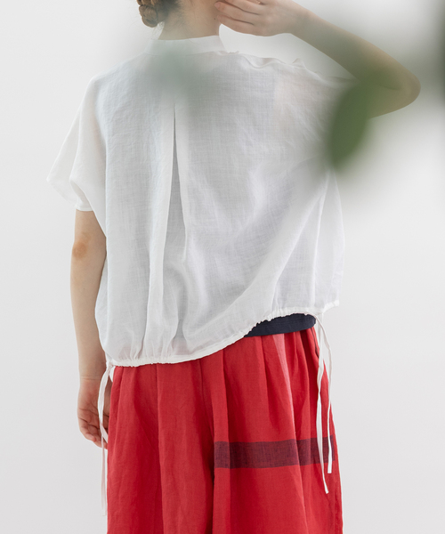 nop de nod(ノップドゥノッド)の「ラミースタンドカラーフリルブラウス(シャツ/ブラウス・レディース・ダークブラウン/オフホワイト/ネイビー・M)」の15枚目の写真