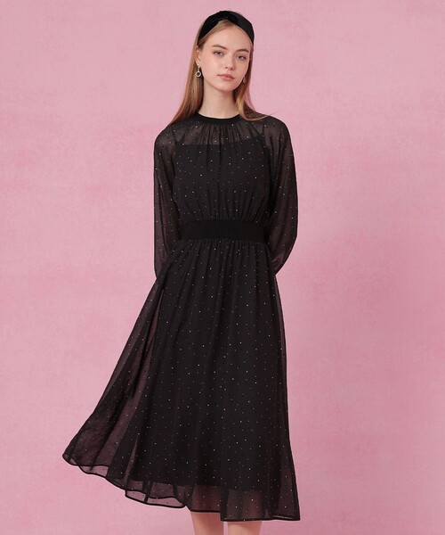 ANAYI(アナイ)の「フロッキードットプリント ワンピース(ワンピース・レディース・ブラック/ブラウン・38/36)」の10枚目の写真