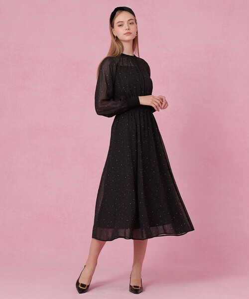 ANAYI(アナイ)の「フロッキードットプリント ワンピース(ワンピース・レディース・ブラック/ブラウン・38/36)」の11枚目の写真