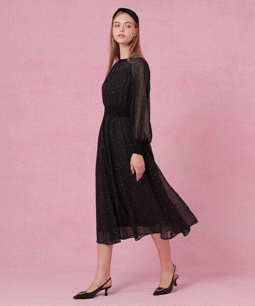 ANAYI(アナイ)の「フロッキードットプリント ワンピース(ワンピース・レディース・ブラック/ブラウン・38/36)」の12枚目の写真