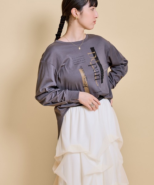 LHELBIE(レルビエ)の「テープデザインロゴロンT(Tシャツ/カットソー・レディース・ブラック/オフホワイト/チャコールグレー・M)」の9枚目の写真