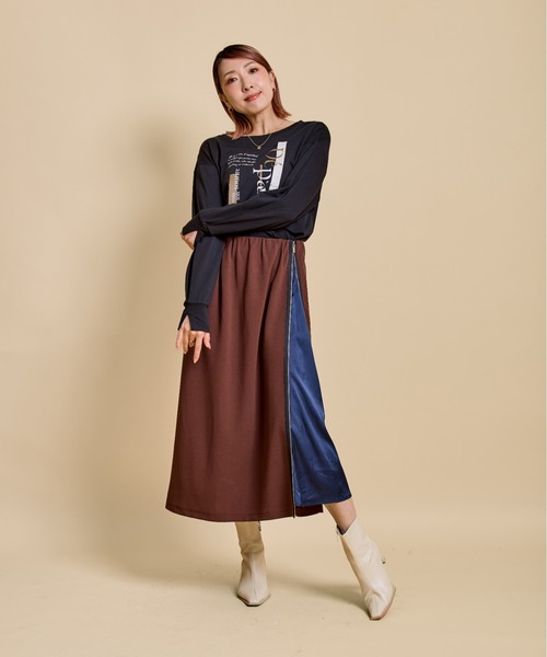 LHELBIE(レルビエ)の「テープデザインロゴロンT(Tシャツ/カットソー・レディース・ブラック/オフホワイト/チャコールグレー・M)」の6枚目の写真