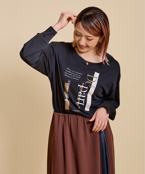 LHELBIE(レルビエ)の「テープデザインロゴロンT(Tシャツ/カットソー・レディース・ブラック/オフホワイト/チャコールグレー・M)」の7枚目の写真
