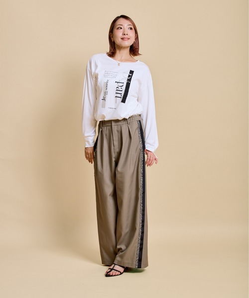 LHELBIE(レルビエ)の「テープデザインロゴロンT(Tシャツ/カットソー・レディース・ブラック/オフホワイト/チャコールグレー・M)」の4枚目の写真