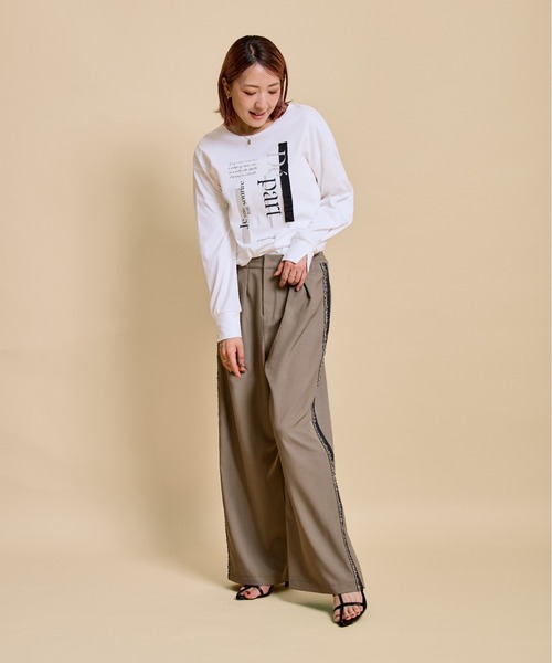 LHELBIE(レルビエ)の「テープデザインロゴロンT(Tシャツ/カットソー・レディース・ブラック/オフホワイト/チャコールグレー・M)」の12枚目の写真