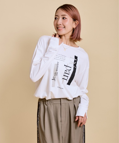 LHELBIE(レルビエ)の「テープデザインロゴロンT(Tシャツ/カットソー・レディース・ブラック/オフホワイト/チャコールグレー・M)」の20枚目の写真