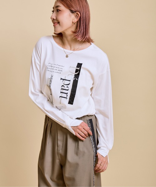LHELBIE(レルビエ)の「テープデザインロゴロンT(Tシャツ/カットソー・レディース・ブラック/オフホワイト/チャコールグレー・M)」の5枚目の写真