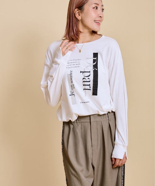 LHELBIE(レルビエ)の「テープデザインロゴロンT(Tシャツ/カットソー・レディース・ブラック/オフホワイト/チャコールグレー・M)」の19枚目の写真