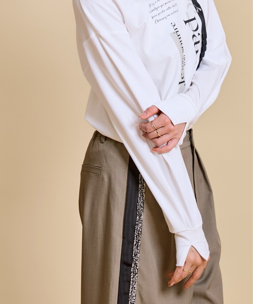 LHELBIE(レルビエ)の「テープデザインロゴロンT(Tシャツ/カットソー・レディース・ブラック/オフホワイト/チャコールグレー・M)」の21枚目の写真