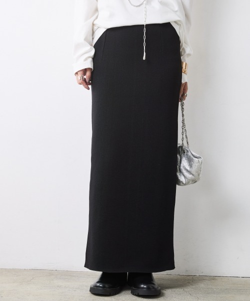CHIC STYLE(シックスタイル)の「ニットマキシタイトスカート<大きいサイズ有>シックスタイル(スカート・レディース・アイボリー/チャコール/ブラック・5L/4L/3L/LL/L/M)」の3枚目の写真