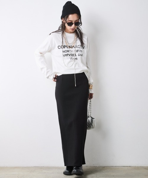 CHIC STYLE(シックスタイル)の「ニットマキシタイトスカート<大きいサイズ有>シックスタイル(スカート・レディース・アイボリー/チャコール/ブラック・5L/4L/3L/LL/L/M)」の20枚目の写真