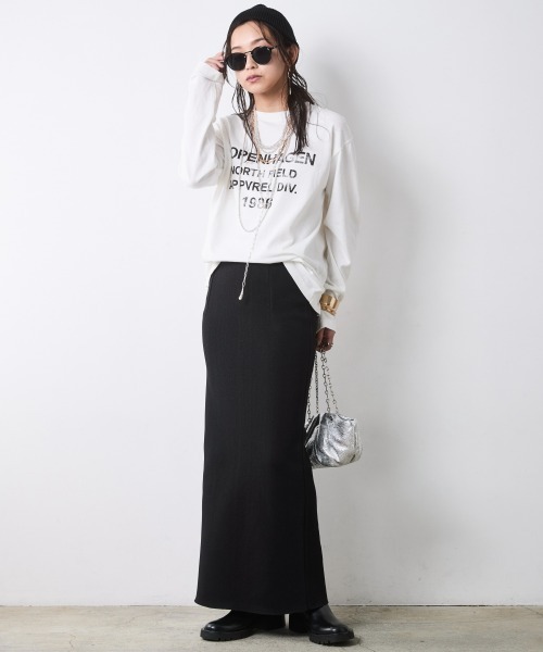 CHIC STYLE(シックスタイル)の「ニットマキシタイトスカート<大きいサイズ有>シックスタイル(スカート・レディース・アイボリー/チャコール/ブラック・5L/4L/3L/LL/L/M)」の21枚目の写真