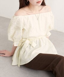natural couture | 袖タックペプラムブラウス(シャツ/ブラウス)