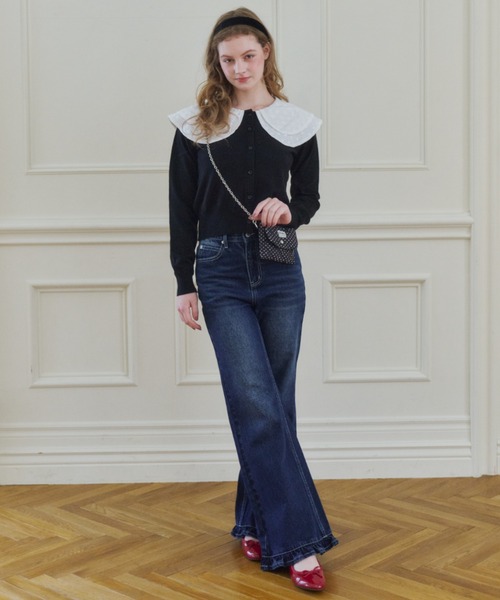 idem(イデム)の「parisienne frill flare denim / 裾フリル美脚デニムパンツ(デニムパンツ・レディース・ネイビー・SMALL/FREE)」の19枚目の写真