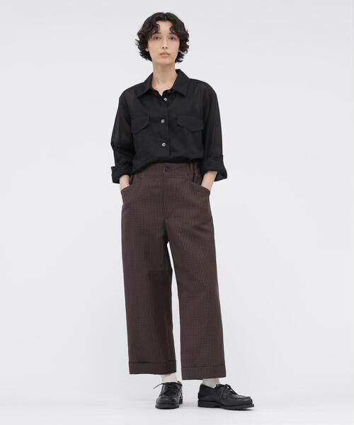 MARGARET HOWELL(マーガレットハウエル)の「LINEN WOOL GINGHAM(その他パンツ・レディース・ブラウン・1/2)」の1枚目の写真