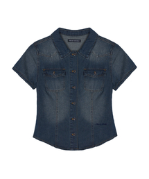 DENIM SHORT POCKET SHIRT_BLUE