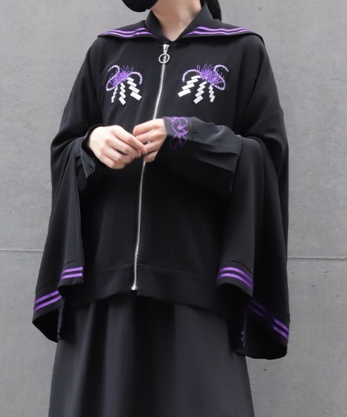 REZEN(リゼン)の「彼岸花刺繍セーラーブルゾン(その他アウター・メンズ・レッドパープル/アイボリー/ローズ・FREE)」の2枚目の写真