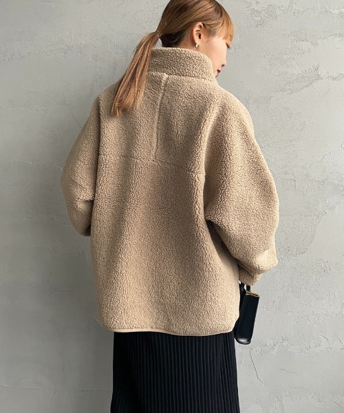 DANTON（ダントン）の「【WEB先行予約】[DANTON/ダントン] スタンドカラー インサレーションボアフリースブルゾン（ブルゾン・レディース・グレー/ベージュ/ブラック/アイボリー・L/M/S）」の8枚目の写真