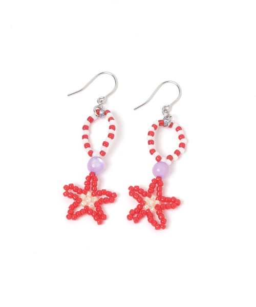 niko and...（ニコアンド）の「ビーズスターピアス（ピアス（両耳用）・レディース・レッド/ブルー・0）」の2枚目の写真