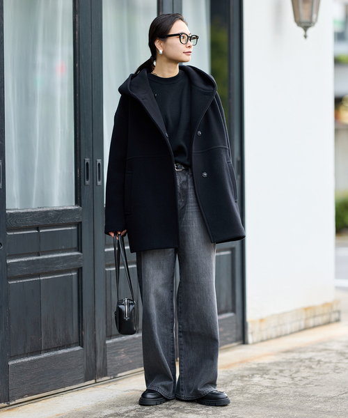 JOURNAL STANDARD(ジャーナルスタンダード)の「《追加》スーパー140モッサフードコート(その他アウター・レディース・ブラック/グレー・36/38)」の4枚目の写真