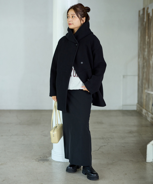 JOURNAL STANDARD(ジャーナルスタンダード)の「《追加》スーパー140モッサフードコート(その他アウター・レディース・ブラック/グレー・36/38)」の5枚目の写真