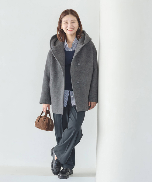 JOURNAL STANDARD(ジャーナルスタンダード)の「《追加》スーパー140モッサフードコート(その他アウター・レディース・ブラック/グレー・36/38)」の6枚目の写真