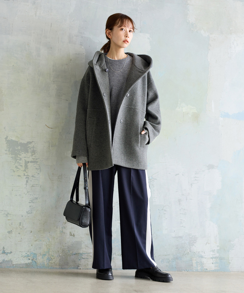 JOURNAL STANDARD(ジャーナルスタンダード)の「《追加》スーパー140モッサフードコート(その他アウター・レディース・ブラック/グレー・36/38)」の7枚目の写真