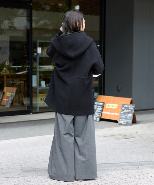 JOURNAL STANDARD(ジャーナルスタンダード)の「《追加》スーパー140モッサフードコート(その他アウター・レディース・ブラック/グレー・36/38)」の10枚目の写真
