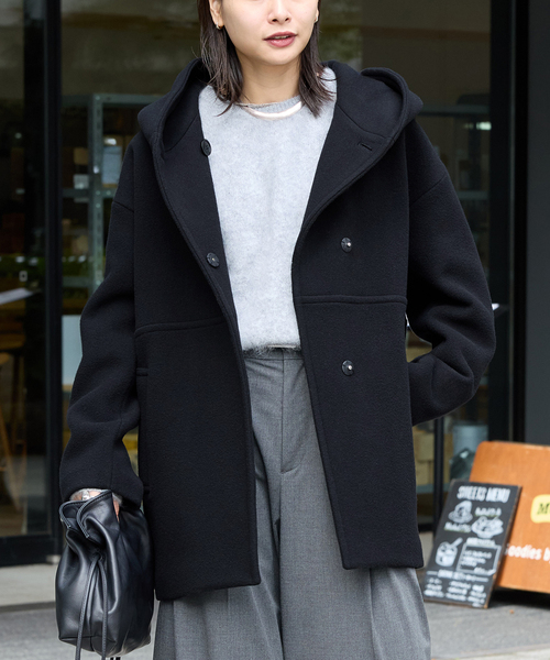 JOURNAL STANDARD(ジャーナルスタンダード)の「《追加》スーパー140モッサフードコート(その他アウター・レディース・ブラック/グレー・36/38)」の13枚目の写真