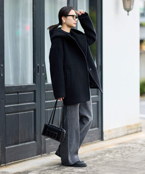 JOURNAL STANDARD(ジャーナルスタンダード)の「《追加》スーパー140モッサフードコート(その他アウター・レディース・ブラック/グレー・36/38)」の15枚目の写真