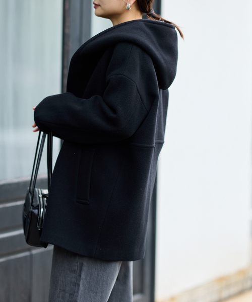 JOURNAL STANDARD(ジャーナルスタンダード)の「《追加》スーパー140モッサフードコート(その他アウター・レディース・ブラック/グレー・36/38)」の16枚目の写真