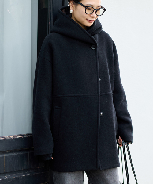 JOURNAL STANDARD(ジャーナルスタンダード)の「《追加》スーパー140モッサフードコート(その他アウター・レディース・ブラック/グレー・36/38)」の19枚目の写真