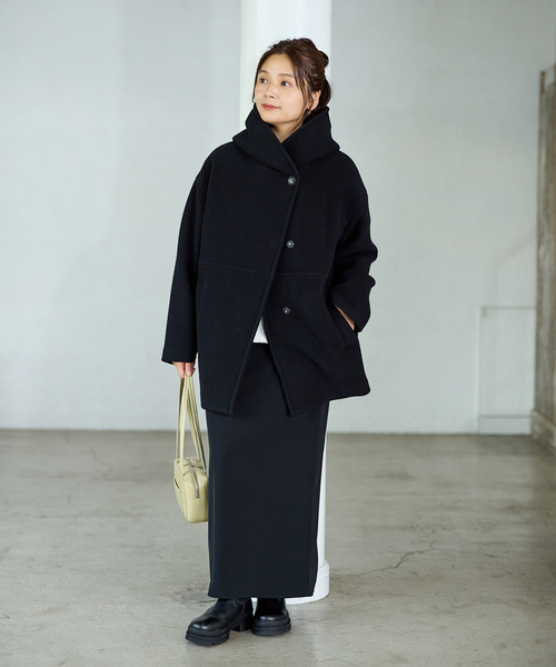 JOURNAL STANDARD(ジャーナルスタンダード)の「《追加》スーパー140モッサフードコート(その他アウター・レディース・ブラック/グレー・36/38)」の20枚目の写真