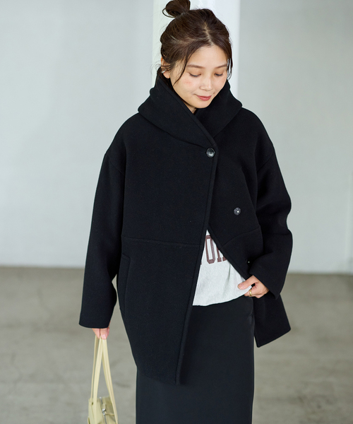 JOURNAL STANDARD(ジャーナルスタンダード)の「《追加》スーパー140モッサフードコート(その他アウター・レディース・ブラック/グレー・36/38)」の22枚目の写真