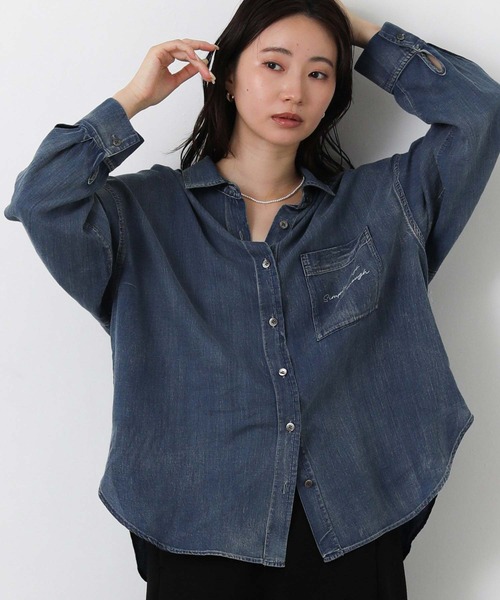 Gready Brilliant(グレディブリリアン)の「シアーデニムロゴシャツ(シャツ/ブラウス・レディース・インディゴブルー・38)」の15枚目の写真