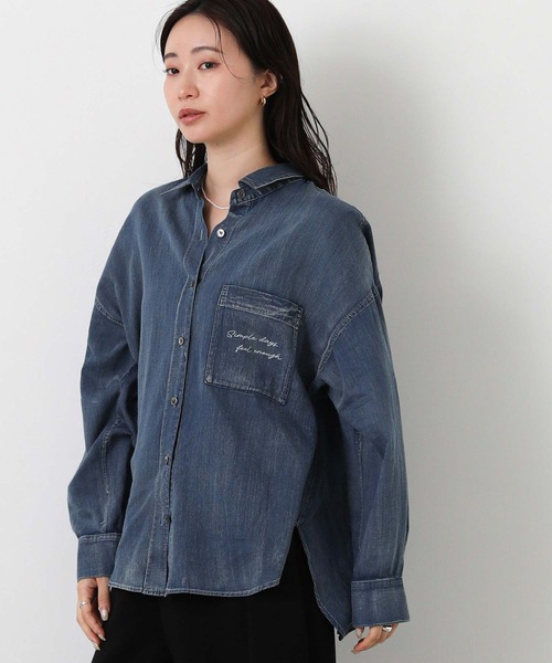 Gready Brilliant(グレディブリリアン)の「シアーデニムロゴシャツ(シャツ/ブラウス・レディース・インディゴブルー・38)」の16枚目の写真