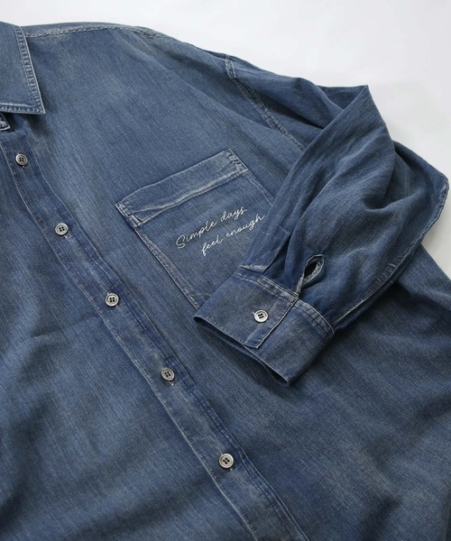 Gready Brilliant(グレディブリリアン)の「シアーデニムロゴシャツ(シャツ/ブラウス・レディース・インディゴブルー・38)」の6枚目の写真