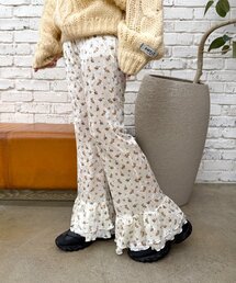 w closet | 花柄ベロアパンツ(その他パンツ)