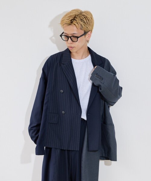 etsinta(エシンタ)の「【etsinta】パッチワークテーラーオーバージャケット(テーラードジャケット・レディース・ネイビー/ブラウン・ONE SIZE)」の22枚目の写真