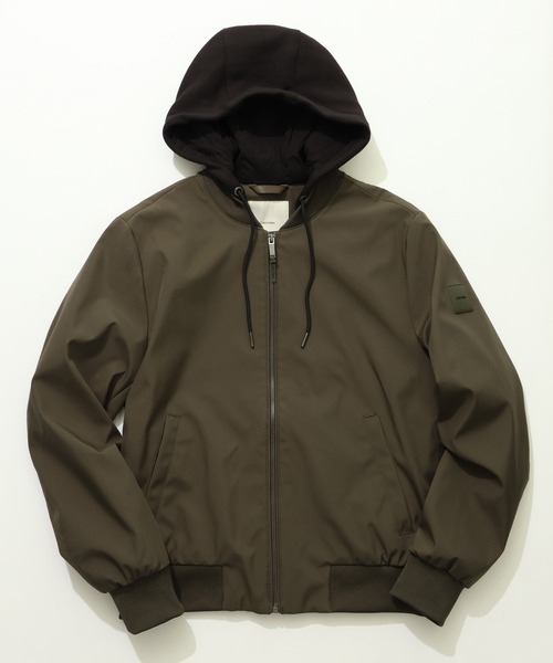 Calvin Klein(カルバン・クライン)の「【Calvin Klein/カルバンクライン】CANNON SOFT SHELL BPMBER RE/フーデッド ジップアップ パデッドブルゾン(ブルゾン・メンズ・ブラック/グレー系/オリーブ/ネイビー系・L/S/M/XL)」の1枚目の写真
