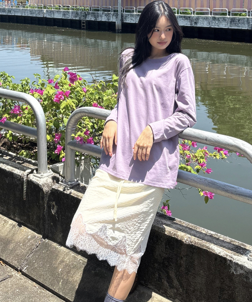 YAHNSISI(ヤーンシシ)の「YEEZY ロングスリーブTシャツ - ダスティパープル(Tシャツ/カットソー・レディース・その他・FREE)」の2枚目の写真
