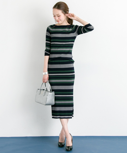 URBAN RESEARCH(アーバンリサーチ)の「UR レトロボーダープルオーバー(ニット/セーター・レディース・ホワイト系その他/グリーン系その他・FREE)」の3枚目の写真